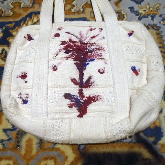 Boho Art Purse is OOAK Vintage 70s Wearable Art - Hippie Cottagecore Bag - Picture 6 of 12